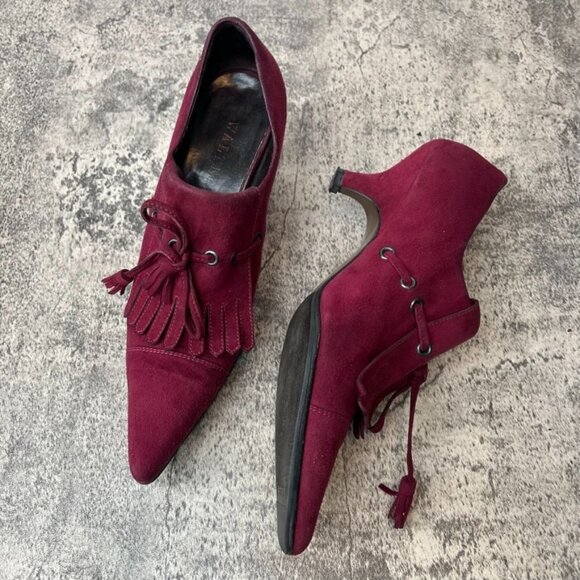 Walter Steiger Maroon Suede Victorian Kitten Heels Size 6 - Picture 8 of 13